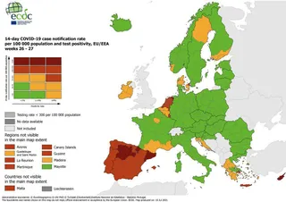 Mapa Europa. Foto: Centro Europeo para la Prevención el Control de Enfermedades.