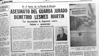 Recorte de periódico de la noticia del asesinato de Demetrio Lesmes en La Voz de España | La Voz de España