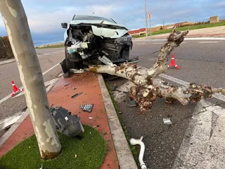 Accidente cabrerizos al chocar contra un árbol
