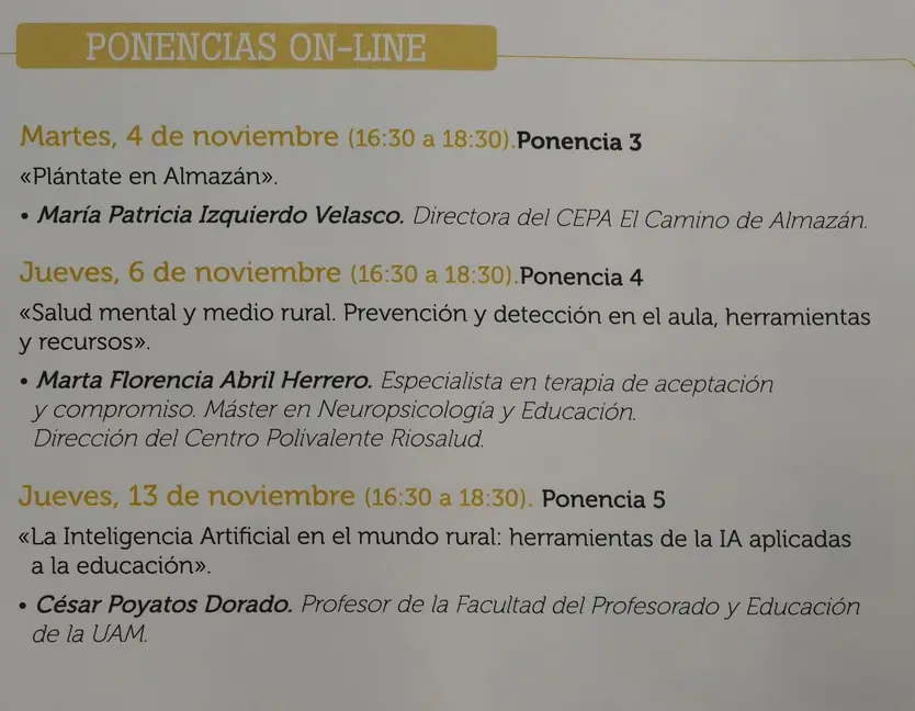 Ponencias online del sábado, 25 de octubre, en el II Congreso Eduación Rural de ANPE