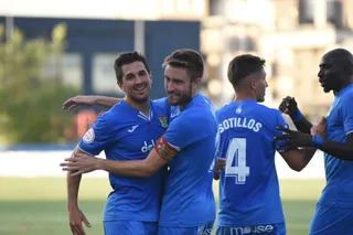 Álvaro Barbosa celebra un gol con el Fuenlabrada | FOTO FUENLABRADA CF