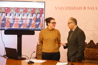 Ainoa Castro, del Grupo de Investigación en Antigüedad Tardía y Alta Edad Media en Hispania (ATAEMHIS), junto a José Miguel Mateos Roco