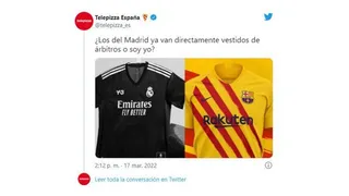 Tuit de Telepizza sobre el Real Madrid - Barcelona.