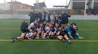 Las jugadoras de Unionistas celebran una victoria en el anexo al Reina Sofía | FOTO UNIONISTAS FEMENINO