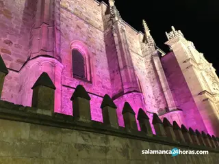 Iluminación de la Fachada de la USAL por el Día de la Mujer. Foto de archivo