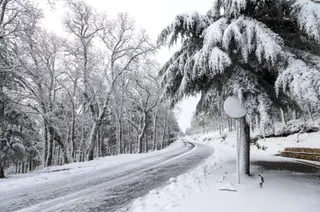 Nieve en la carretera a la Peña de Francia. Foto ICAL