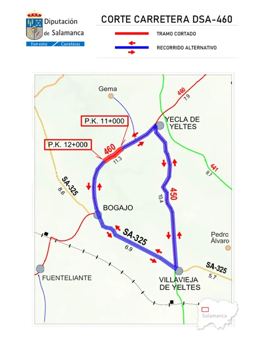Corte De Carretera Dsa 460 Entre Yecla De Yeltes Y Bogajo