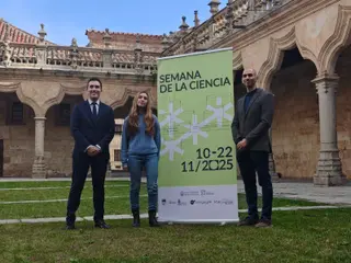 Presentación de la Semana de la Ciencia 2025 en la Universidad de Salamanca con Federico Bueno de la Mata, Raul Rivas y Marián Tardáguila