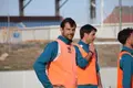 Carlos de la Nava, en el entrenamiento de este jueves con Unionistas.