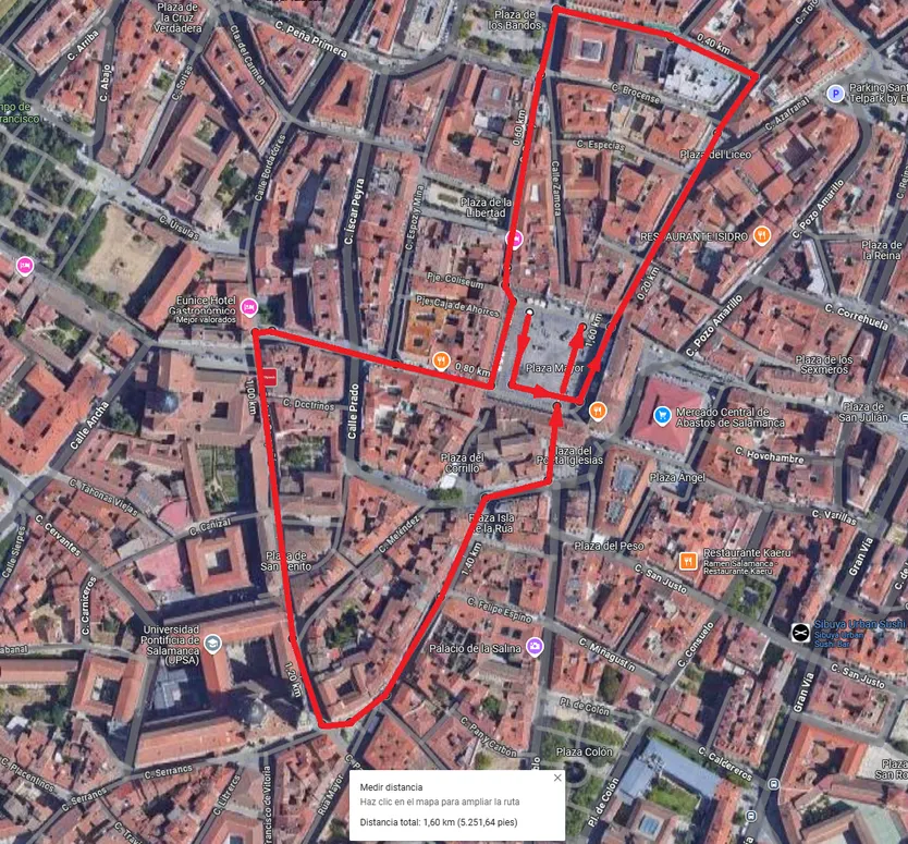 Recorrido de los 1600 metros de la Carrera contra la Violencia de Género