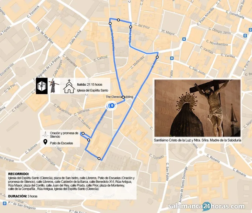 Recorrido Hermandad Universitaria del Cristo de la Luz y la señora de la Sabiduría