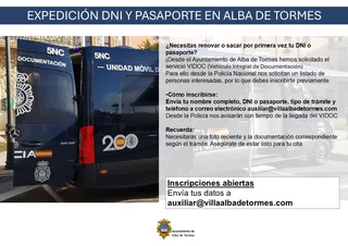 El DNI y el pasaporte llegarán a Alba de Tormes con el nuevo Vehículo Integral de Documentación de la Policía Nacional