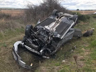 Un herido en una salida de vía con posterior vuelco registrada en la carretera SA-114, en Torrejón de Alba