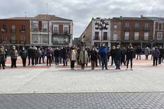 Un momento de la concentración en Peñaranda contra la invasión rusa de Ucrania