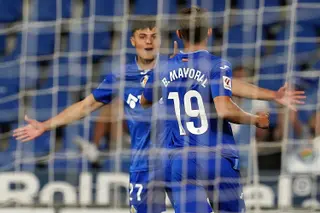 Gorka Rivera celebra un gol con Borja Mayoral | FOTO GETAFE CF