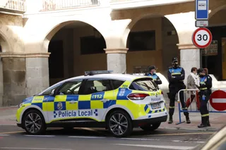 Policía Local en gran Vía. Foto de archivo