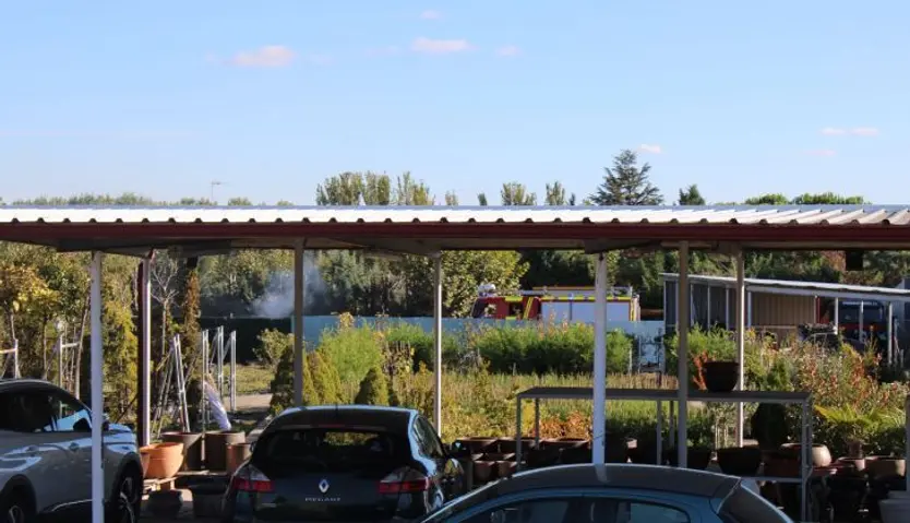 Incendio en un vivero en la carretera de Aldealengua