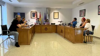 Un momento de la reunión de los hosteleros con el Ayuntamiento de Peñaranda
