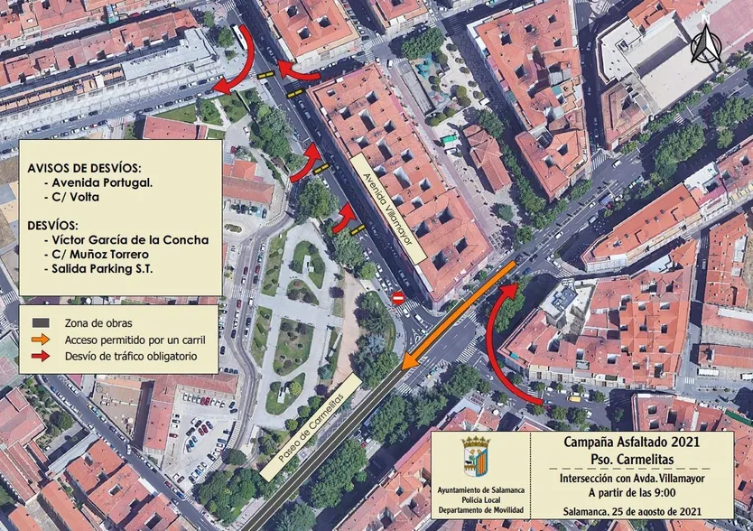 Cortes y desvíos Carmelitas avenida Villamayor