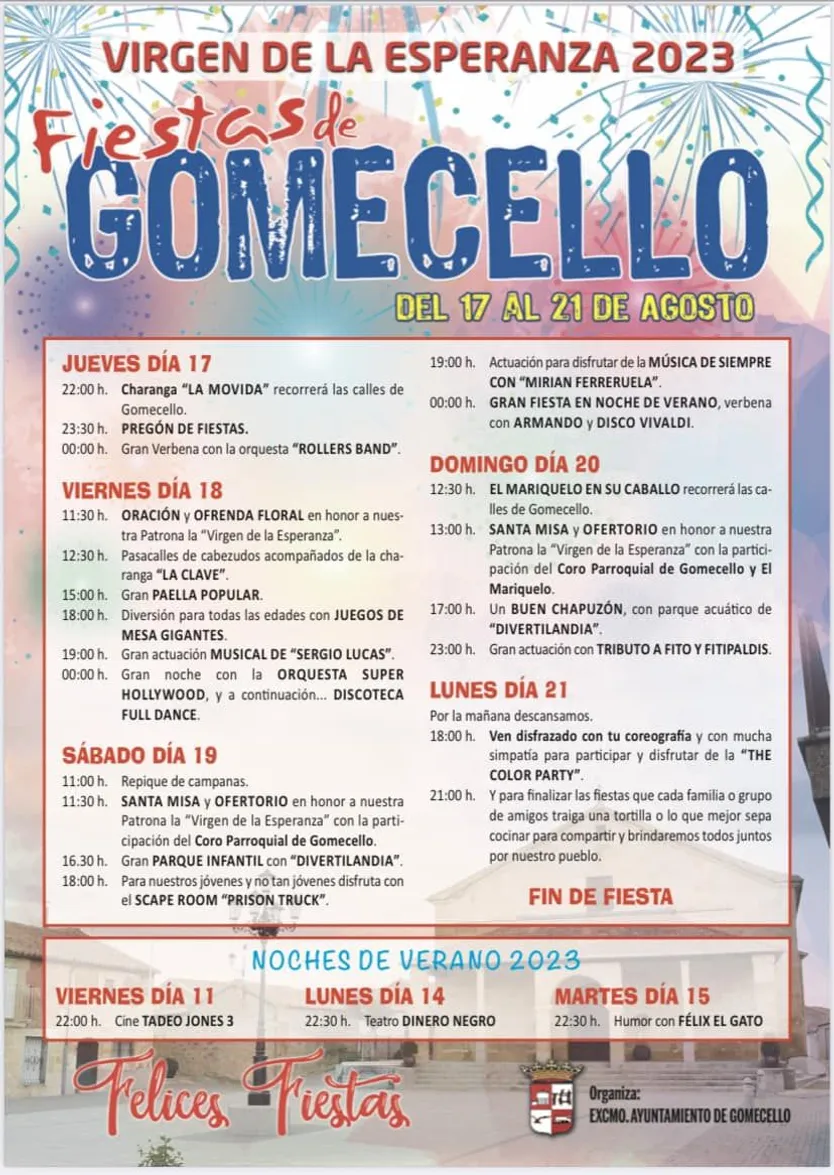 Gomecello, programa fiestas
