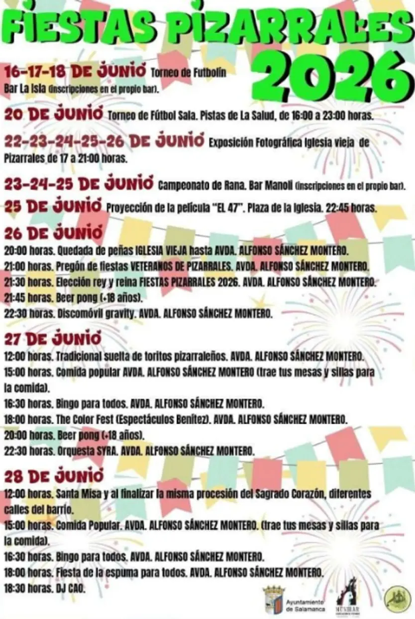 Programa de las Fiestas de Pizarrales | Asociación de Vecinos Munibar