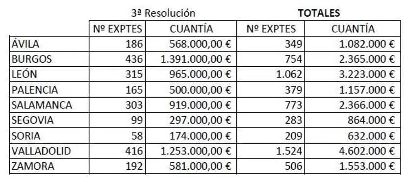 Resoluciones ayudas de autónomos. Junta de Castilla y León.