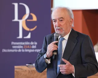 El director de la Real Academia Española, Santiago Muñoz Machado, interviene durante la presentación de la versión 23.8.1 del Diccionario de la lengua española, en la Real Academia Española | Marta Fernández - Europa Press