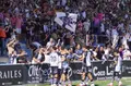 Los jugadores de Unionistas celebran un gol ante la UD Ourense.