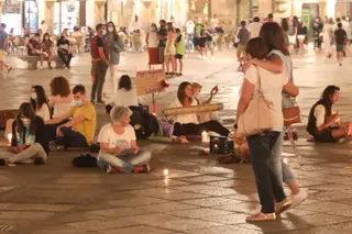 Imagen de la Plaza Mayor a las 23:30 horas de este viernes, 25 de junio