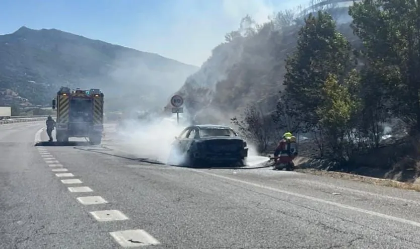 Un coche ardiendo provoca un incendio forestal en Béjar con los bomberos, agentes medio ambientales y la Guardia Civil de Salamanca