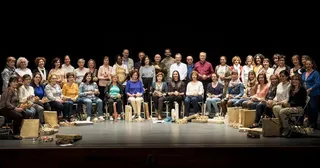 Alumnos de Canto y Percusión en un concierto en Villares de la Reina