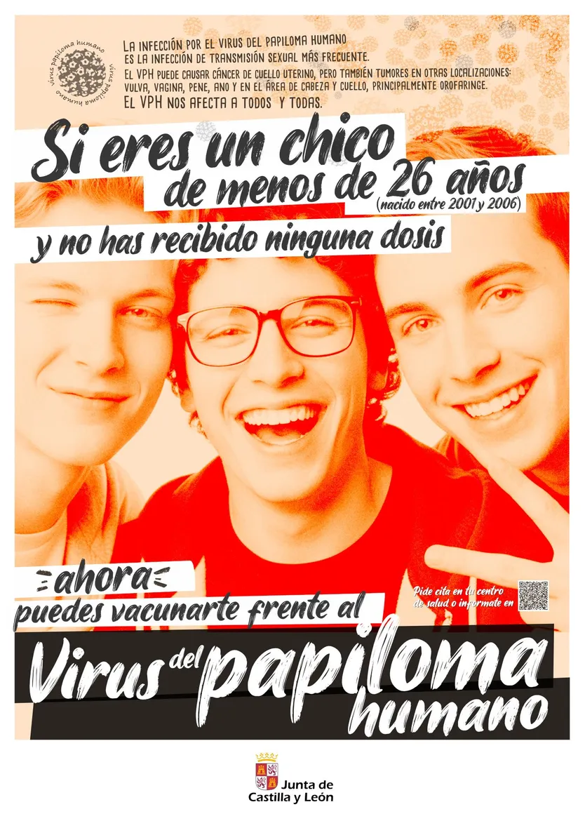 Cartel vacunación frente al VPH en varones hasta los 25 años