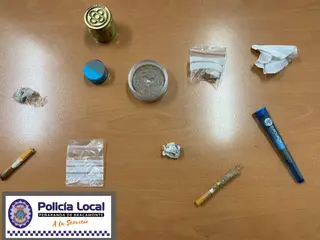 Fotografía de la Policía Local con las sustancias estupefacientes incautadas