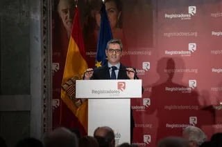 El ministro para la Presidencia, Relaciones con las Cortes y Justicia, Félix Bolaños, interviene en el Colegio de Registradores. Foto de archivo. EP