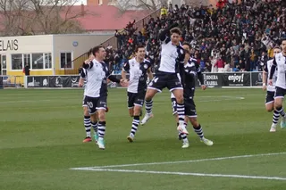 Planas celebra su gol ante el Sporting de Gijón | FOTO JUANES