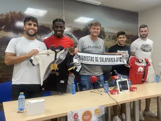 Juampa Barros, Obeng, Toni García, Ramón Blázquez y Álvaro Morales | FOTO SALAMANCA24HORAS.COM