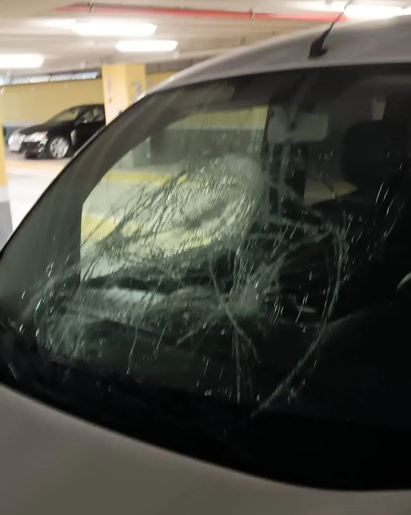 Vehículos destrozados en el parking del Hospital el parking del Hospital General de la Santísima Trinidad (4)