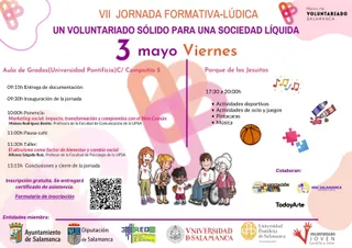 Cartel informativo, VII Jornada Formativo-Lúdica, 'Un voluntariado sólido para una sociedad líquida'
