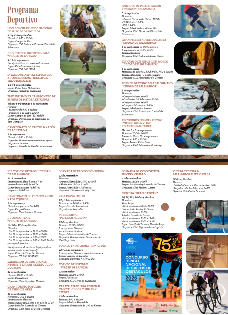 Programa Deportivo De Las Ferias Y Fiestas De Salamanca 2026