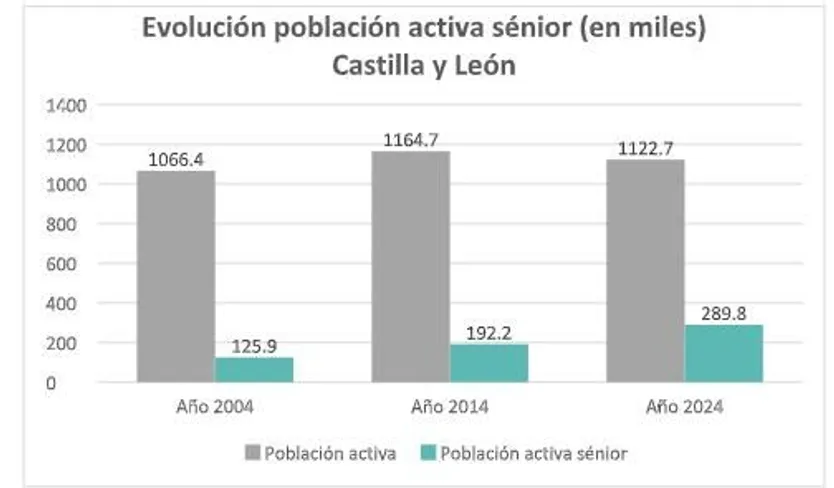 EVOLUCIÓN POBLACIÓN ACTIVA SÉNIOR (EN MILES) CASTILLA Y LEÓN