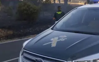 Guardia Civil en el incendio de Galisancho este martes.