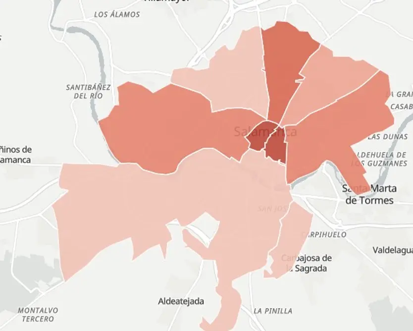 División Realizada Por Europapress De Los Barrios De Salamanca