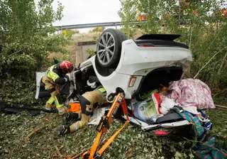 Vuelco en la N-620 a su paso por Carpio de Azaba. Vicente | ICAL