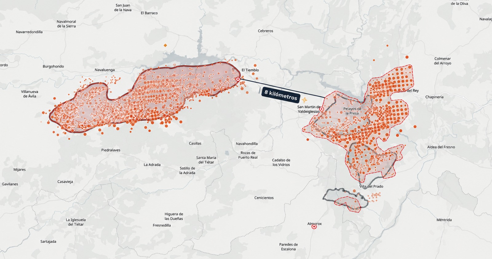 Distancia Entre Ambos Incendios. Mapa De David Moreno Romero