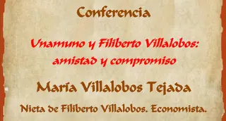Cartel de la charla sobre “Unamuno y Filiberto Villalobos: amistad y compromiso”