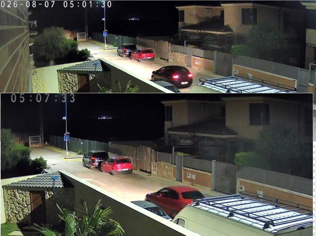 Fotogramas Sobre El Instante En El Que Los Ladrones Llegaban Y Robaban El Coche Rojo