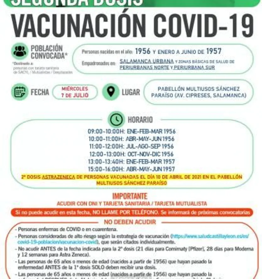 Segundas dosis 7 de julio