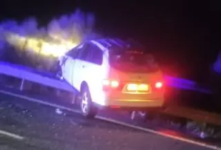Salida de vía en la autovía A-50, en Ventosa del Río Almar | Imagen cedida por Javier Delgado