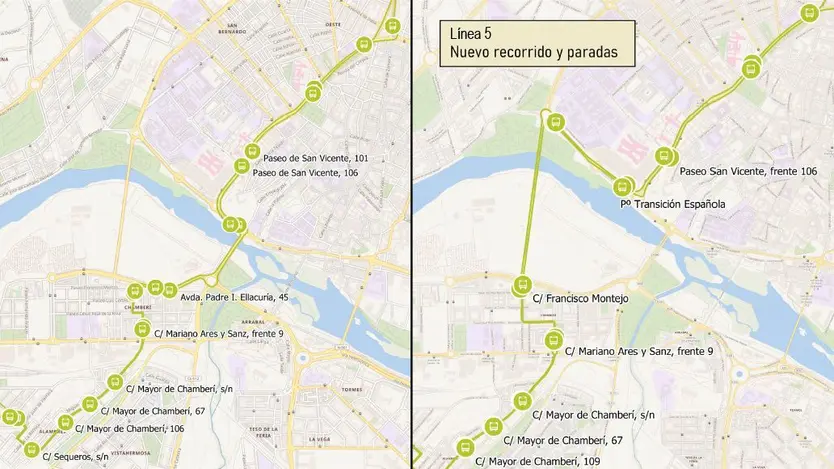 Nuevo recorrido de la línea 5