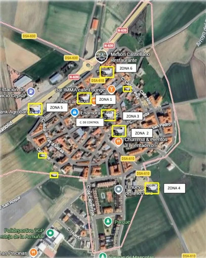 Plano cámaras centro urbano Castellanos de Moriscos